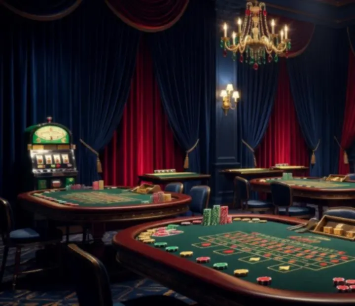 Vorher-nachher-Transformation einer Eventlocation zu einer Casino-Landschaft.