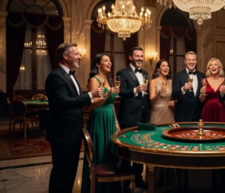 Gesellschaft bei einem stilvollen Casinoabend mit eleganter Atmosphäre