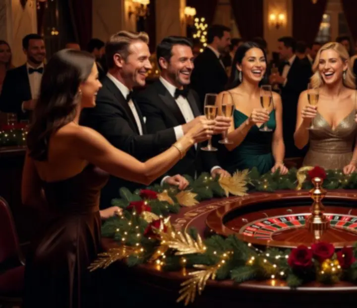 Atmosphärische Abendstimmung bei einem Roulette-Event mit Gästen am Spieltisch