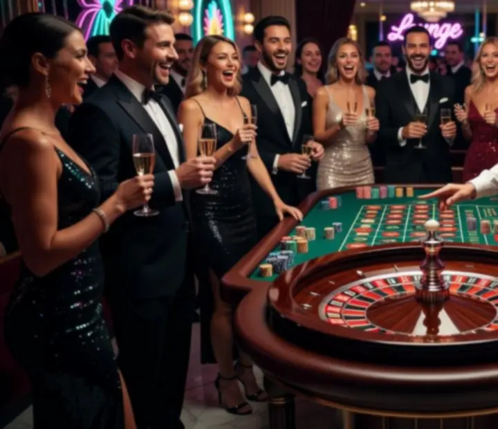 Roulette-Tisch mit drehendem Kessel und eleganter Beleuchtung