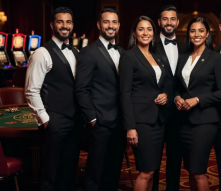 Team aus professionellen Croupiers und Eventleitern bei einem Casinoabend
